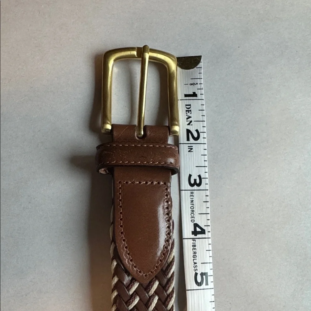 Bonded Cord Argentina Brown Leather Braided Belt Mens 40 Gold buckle Preppy